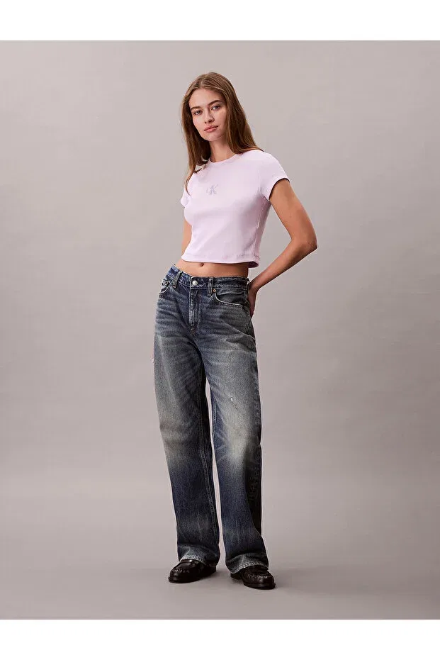 Женский топ-кроп с принтом Calvin Klein, Island Lilac — фото 2