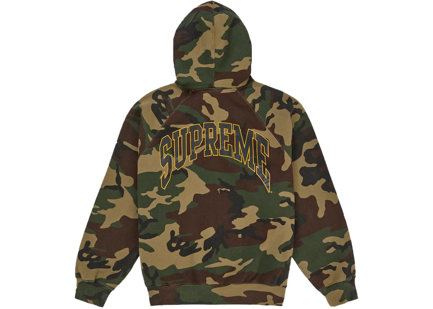 Мужская худи с принтом Supreme Cracked Raglan Zip Up Hooded Sweatshirt, Woodland Camo — фото 2