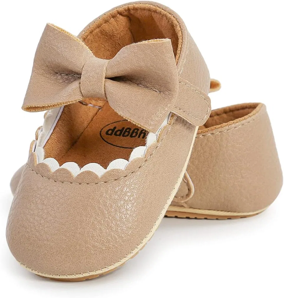 Детские туфли Мэри Джейн для девочек с бантом LAFEGEN, Beige — фото 4