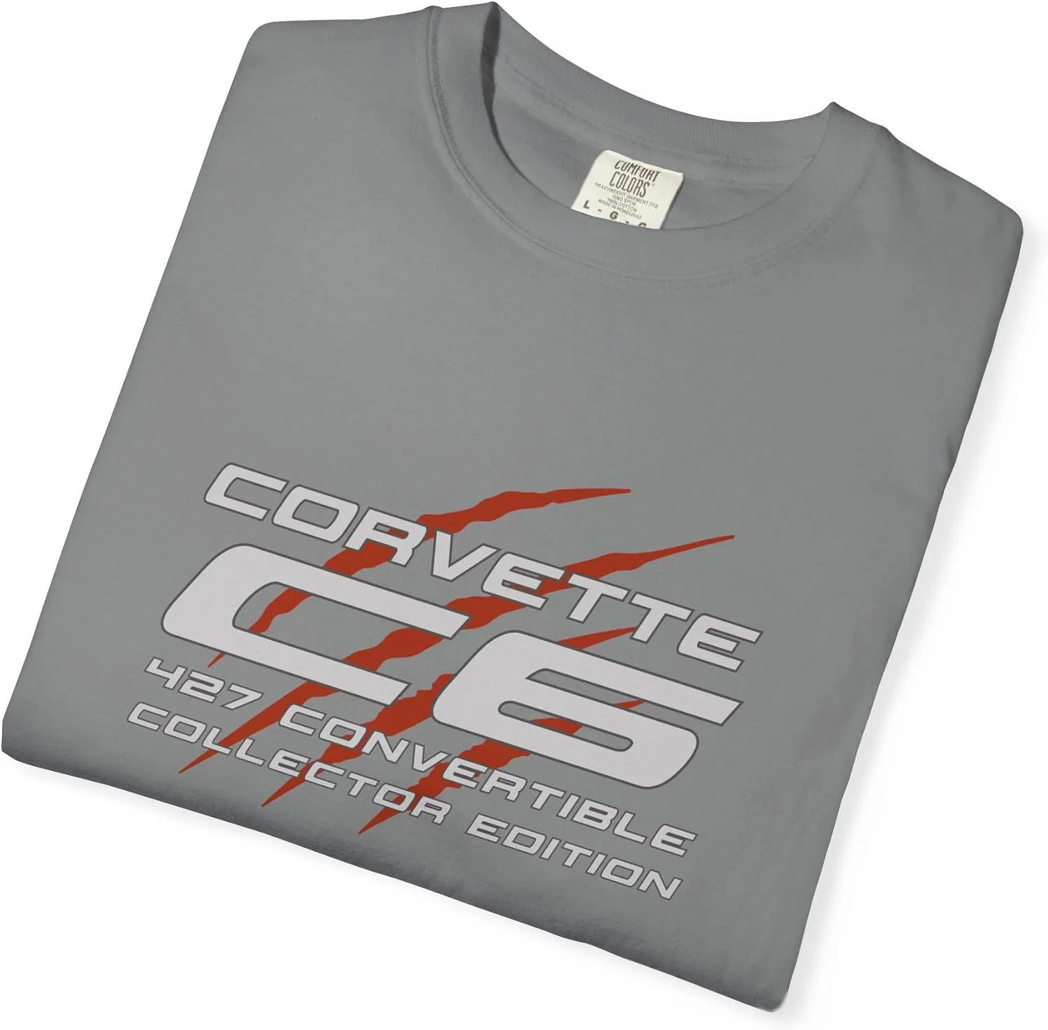 Женская футболка с принтом Premium C6 Racing Logo, серый — фото 4