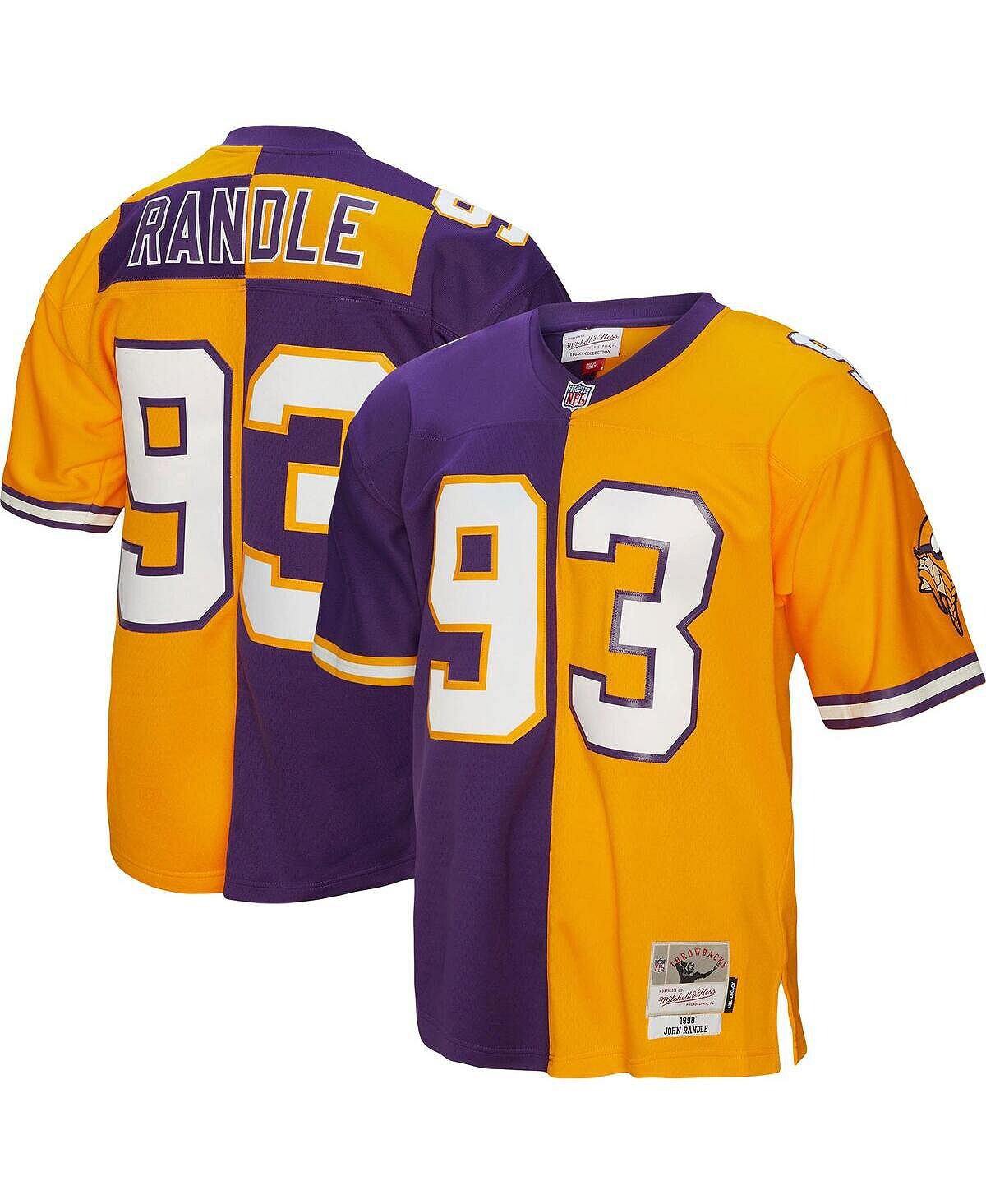 

Мужская футболка john randle purple and gold minnesota vikings 1998 split legacy, копия джерси Mitchell & Ness, мульти