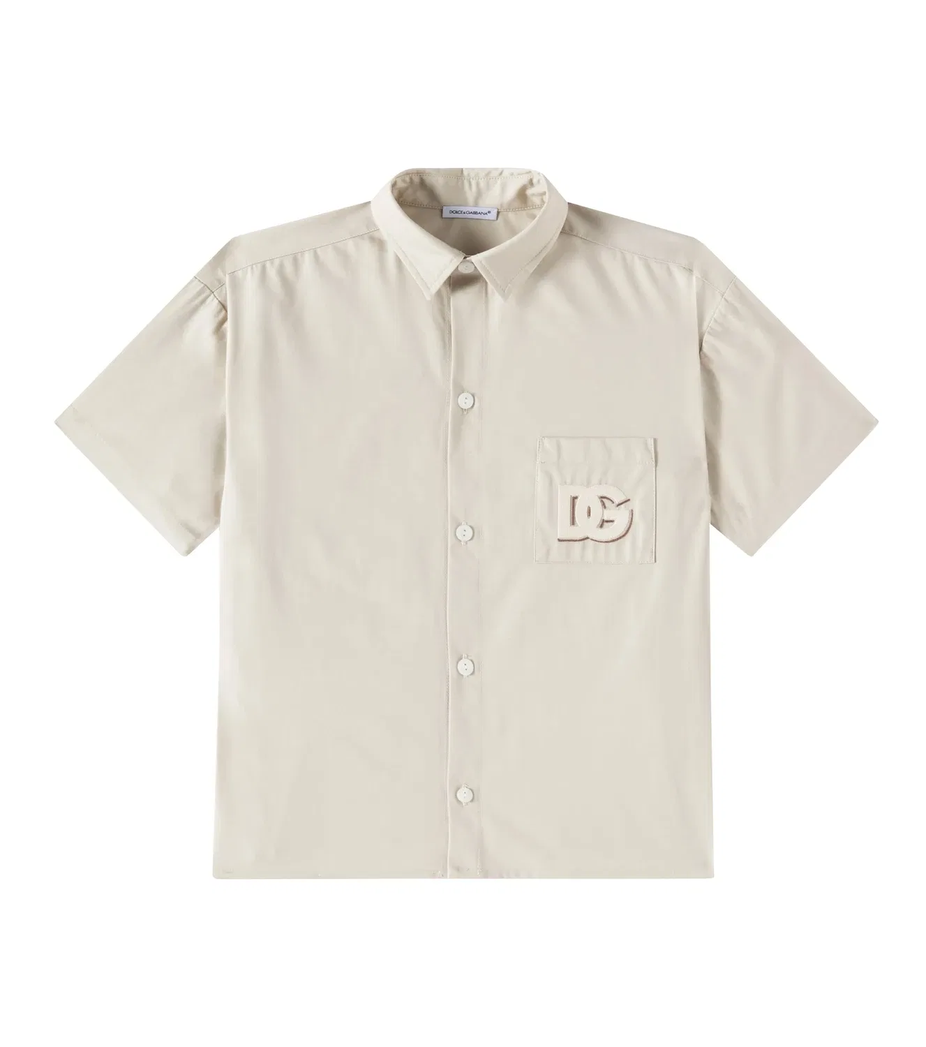 Рубашка из габардина с нагрудным карманом Dolce&Gabbana Kids, бежевый Medio