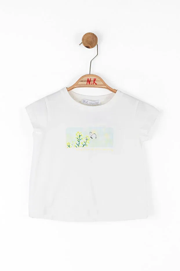 Детская футболка для девочек с принтом Butterfly Nk Kids, Ecru