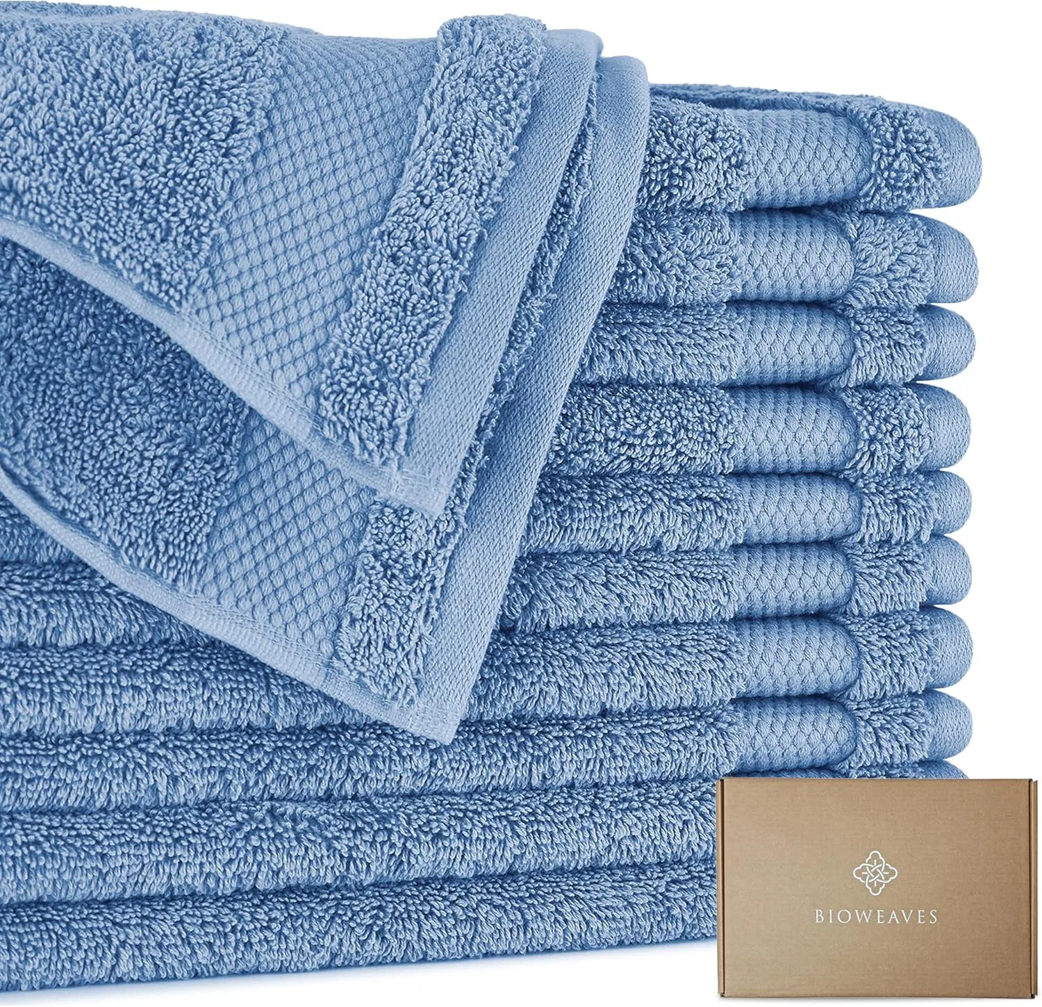 Набор мочалок 12 шт, BIOWEAVES, 33x33 см, Cerulean Blue
