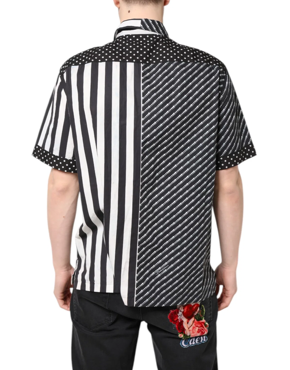 Мужская рубашка с коротким рукавом на пуговицах Casual Shirt Dolce & Gabbana, Black and White — фото 4