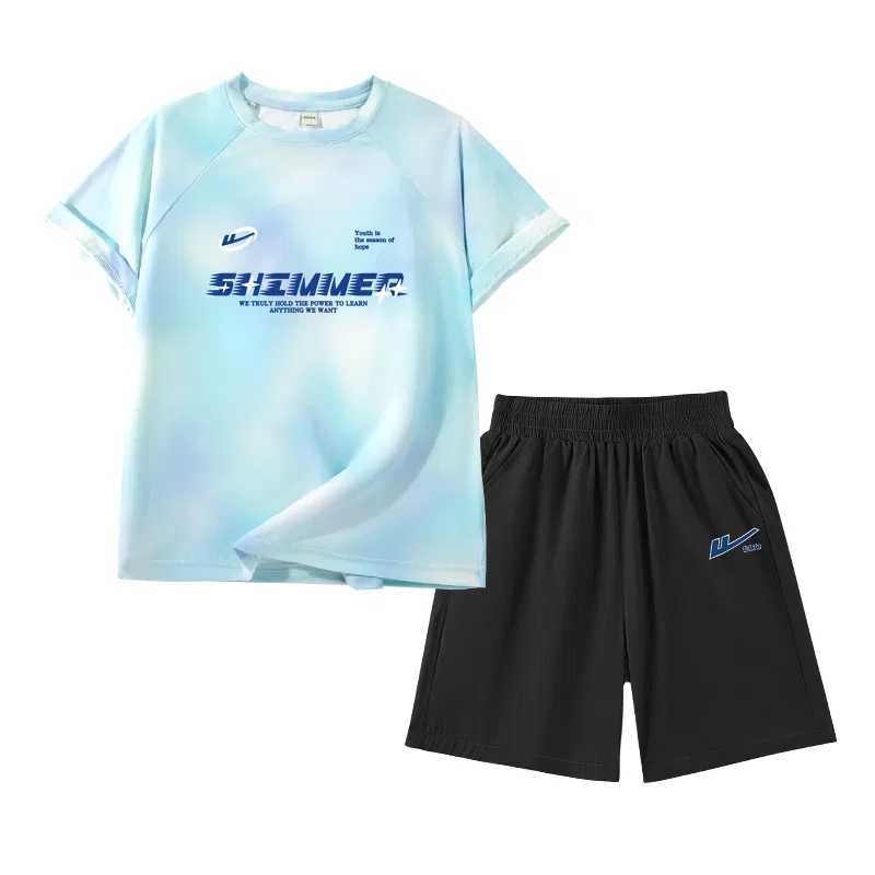 Детский спортивный комплект с длинным рукавом Blue Purple/H Blue Angle English-Black/H Silver Edge Blue Logo K WARRIOR