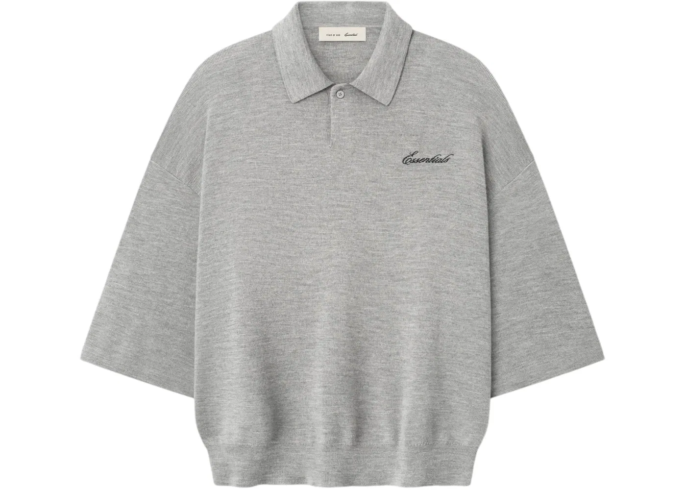 Мужское поло с длинным рукавом 3/4 Fear of God Essentials, Concrete Heather