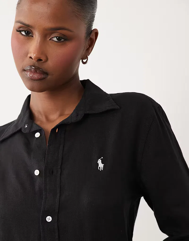 Классическая льняная рубашка Polo Ralph Lauren, черный — фото 2