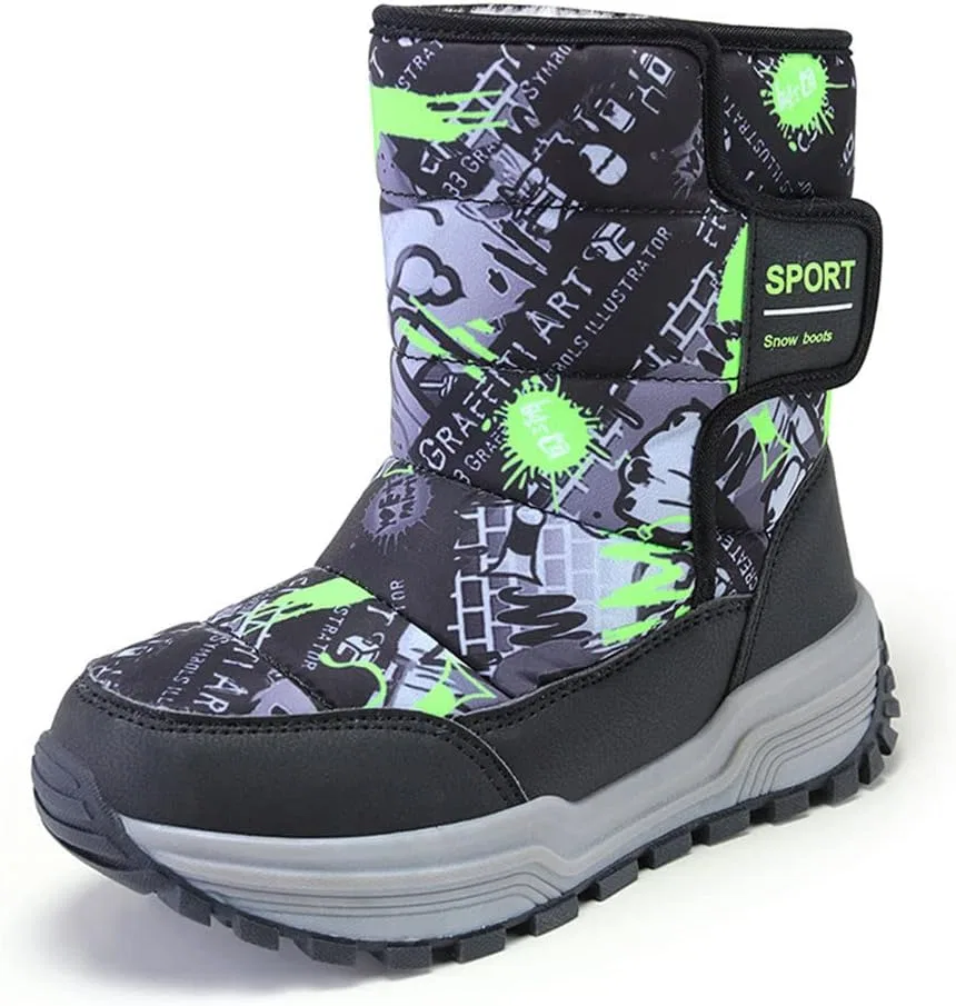 Детские зимние ботинки с флисовой подкладкой High-Top Boots GEXECEUSS, Blackgreen