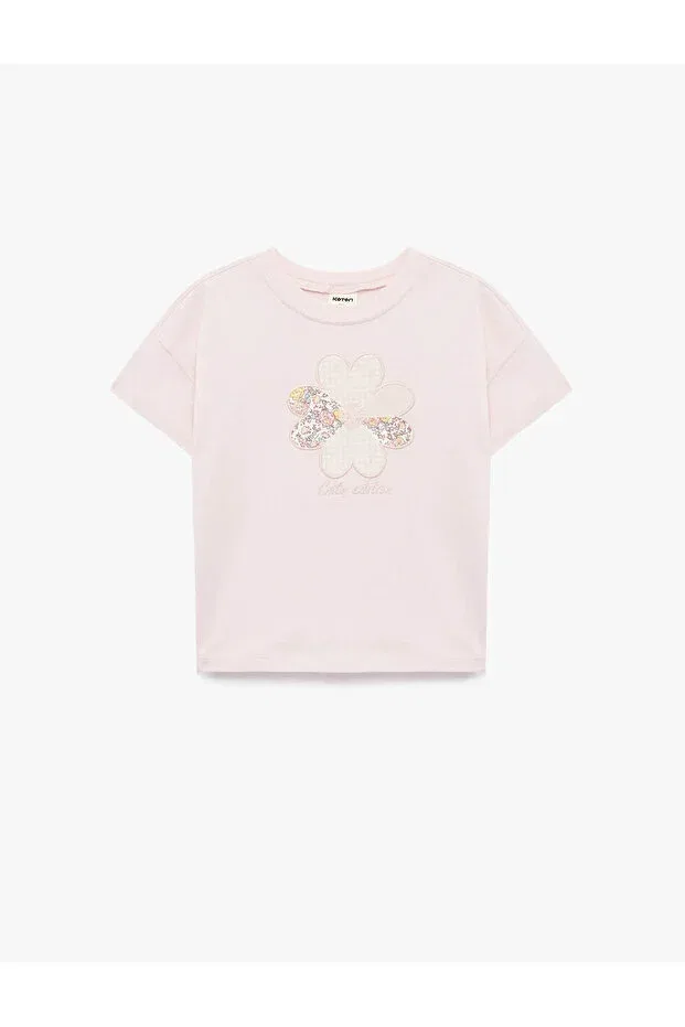 Детская футболка для девочек с принтом Floral printed pink baby girl t-shirt Koton, Rose