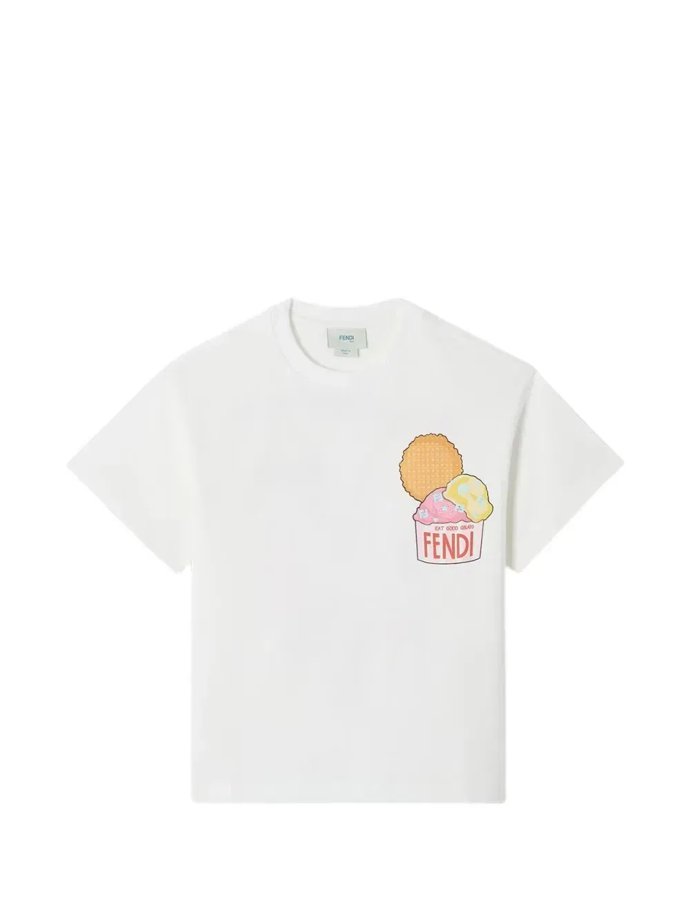 Футболка Fendilicious с графическим принтом Fendi Kids, белый