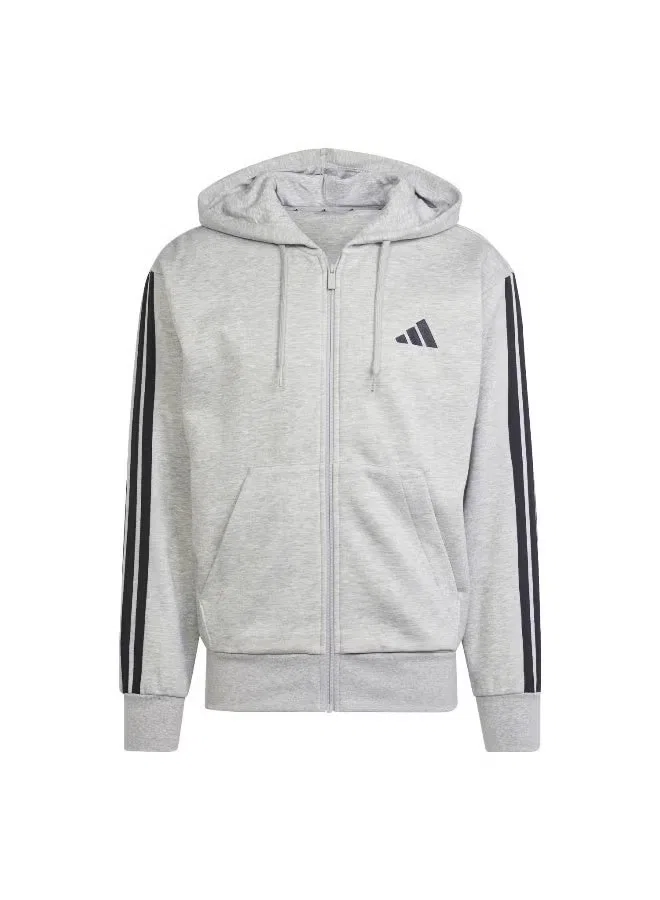 Худи на молнии с флисовой подкладкой Essentials 3-stripes Adidas, серый — фото 2