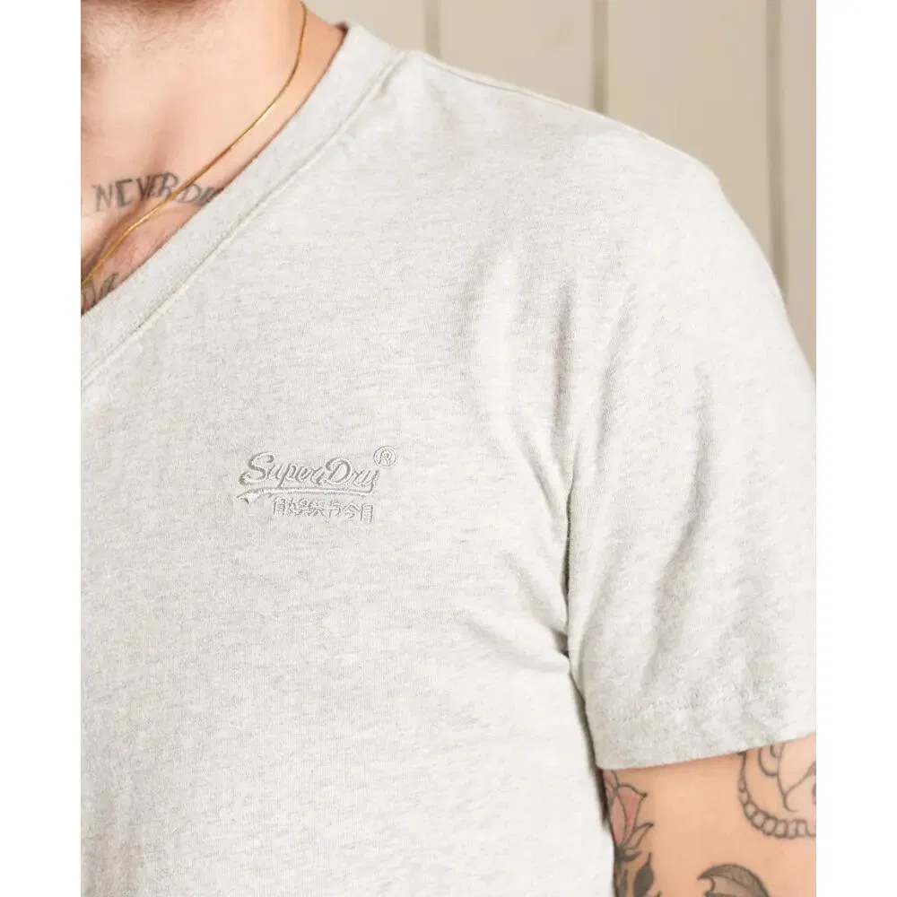 Мужская органическая хлопковая футболка с V-образным вырезом Vintage Logo Superdry, Grau — фото 4