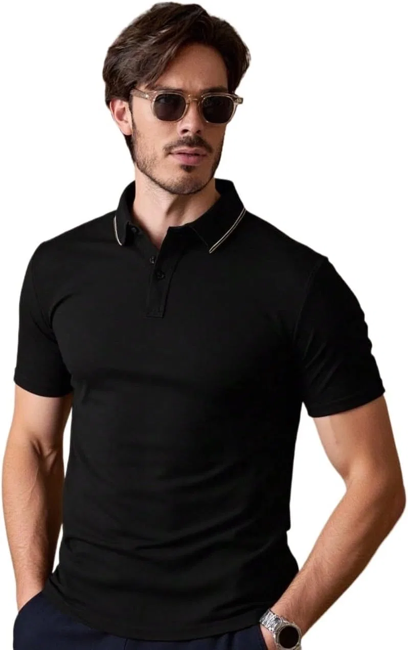 Мужская футболка с коротким рукавом облегающая Generic, Black