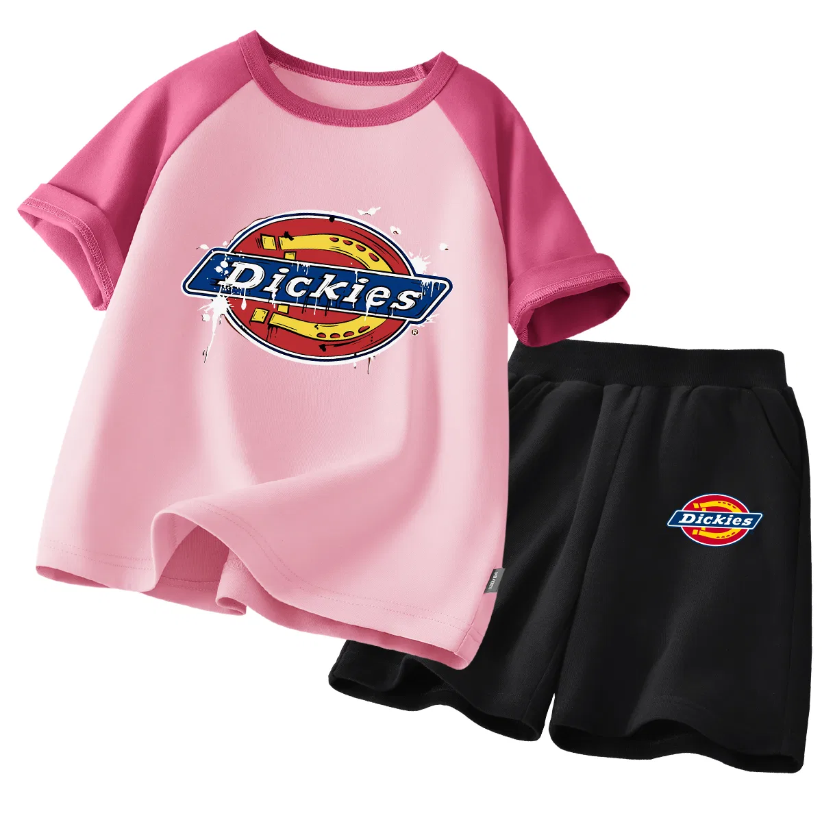 Детский спортивный комплект с принтом Dickies, Spray Graffiti Berry Red+Spicy Logo K Black