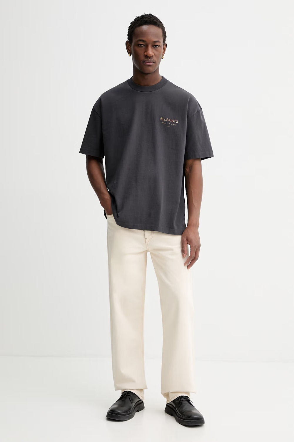 

Футболка Allsaints Underground Oversized Crew Neck, черный/леопард