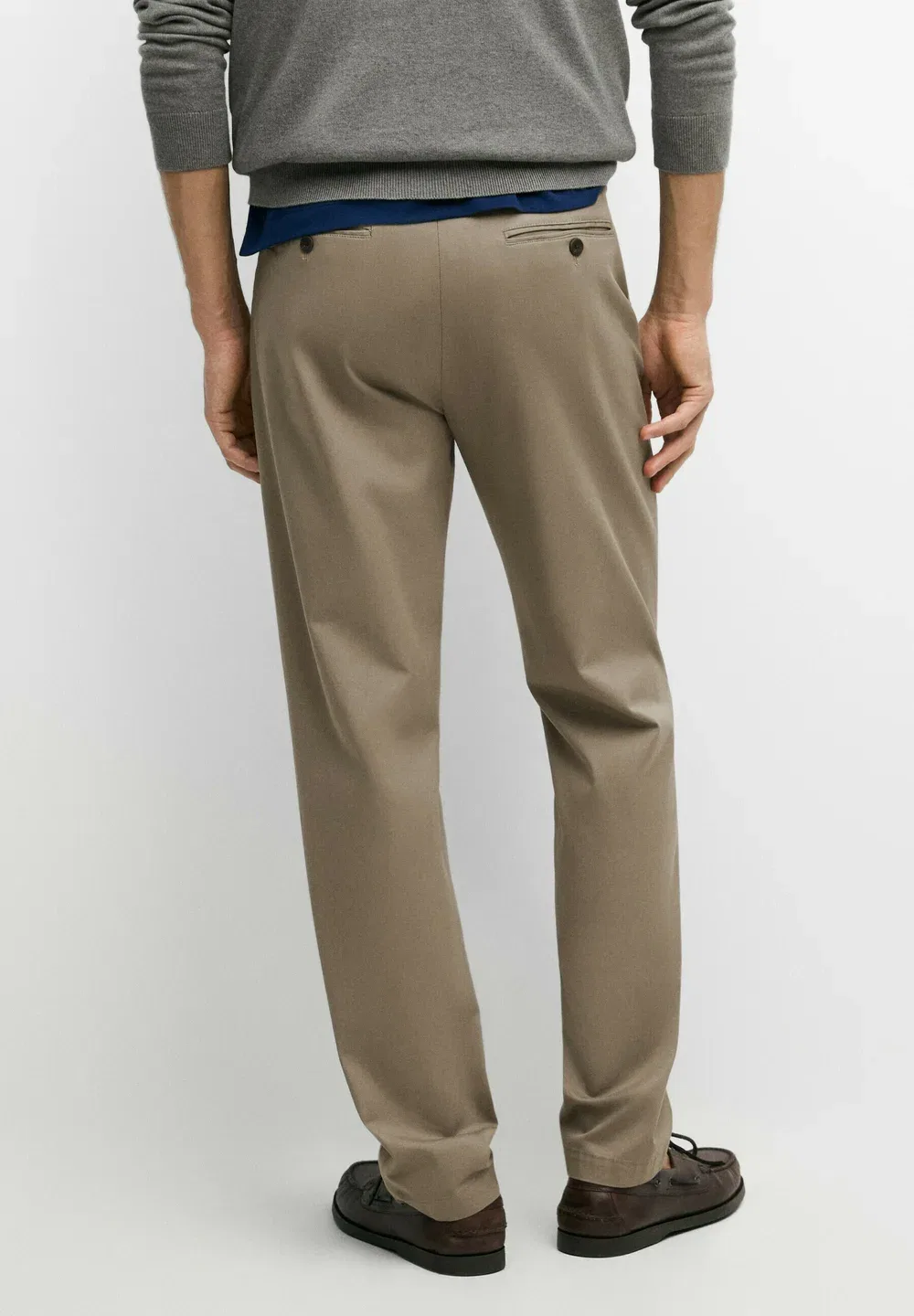 Брюки-Чиносы из смесовой хлопковой ткани, зауженного кроя Massimo Dutti, Mottled Dark Green — фото 3