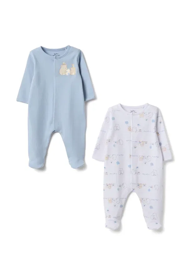 Комплект из 2 костюмов для сна, хлопок, 100% cotton, Ovs, White, Light Blue, белый/светло-голубой