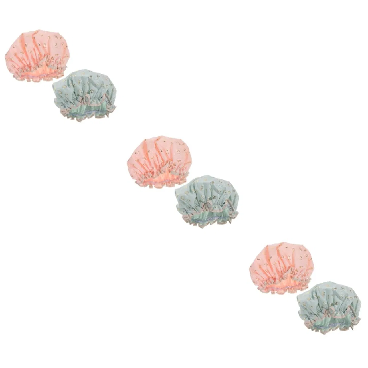 Набор шапочек для душа, 6 шт, Healvian, CPE, 24x24x1 см, Pink Green