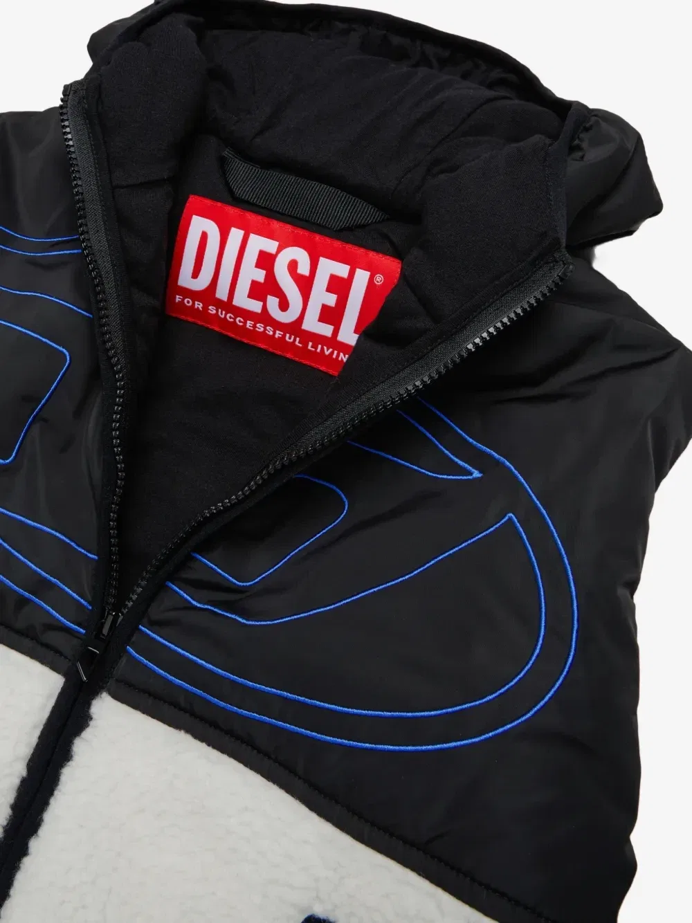 Куртка с капюшоном из нейлона и флиса «мишка» Diesel Kids, белый — фото 3