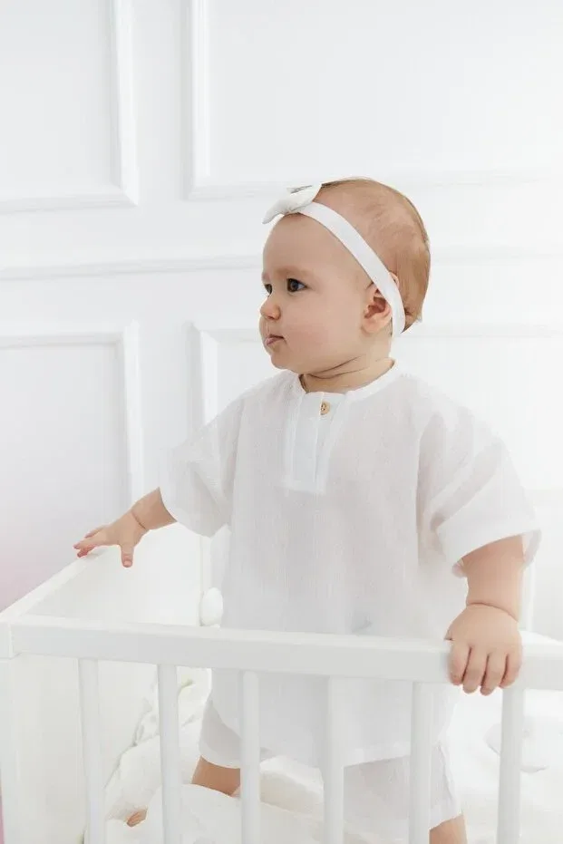 Детская рубашка для мальчиков хлопковая Beyzbaby, White — фото 4