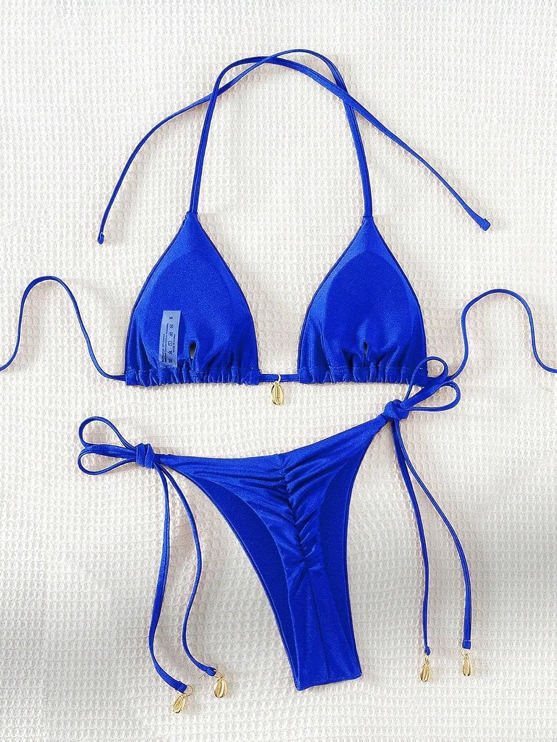 Женский бикини-сет с высокой талией, завязками сзади, Royal Blue — фото 3