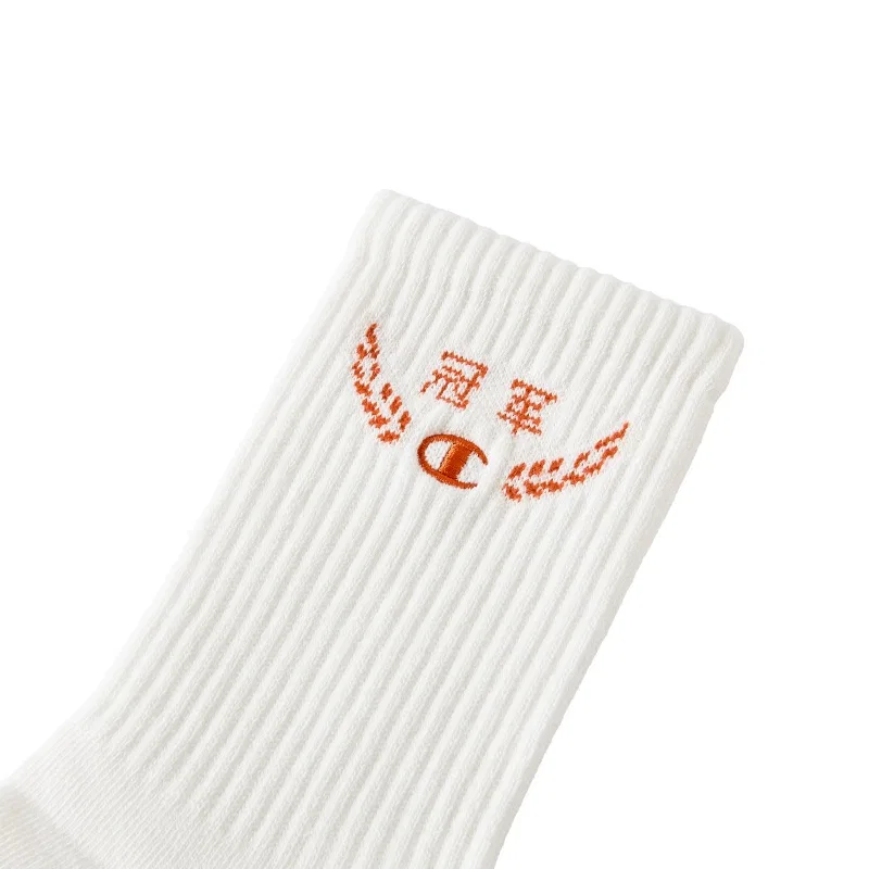 Детские носки с принтом Champion, Milk White/Clay Red — фото 4