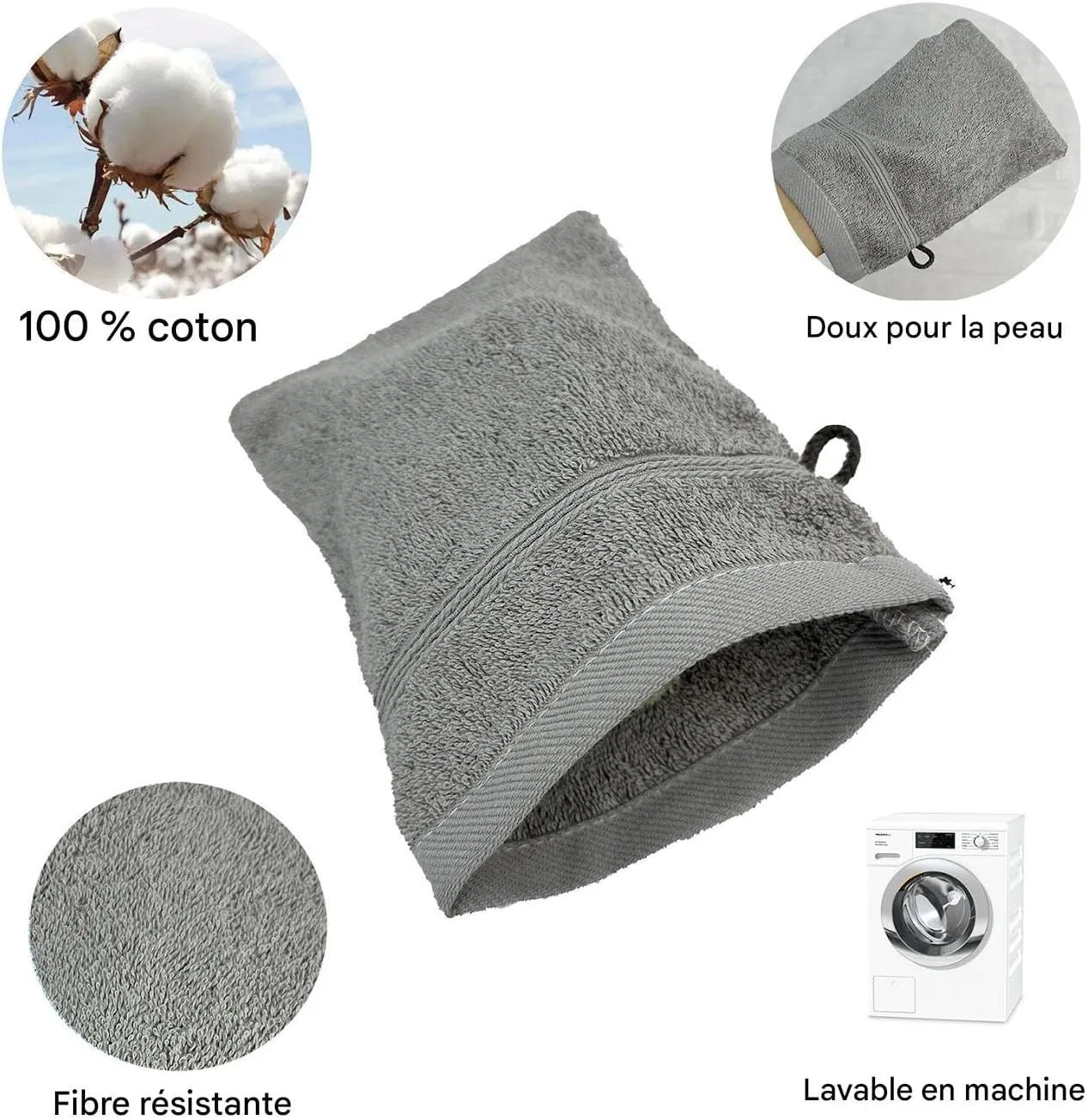 Мочалка для душа Cotton, Lightgrey Générique — фото 4