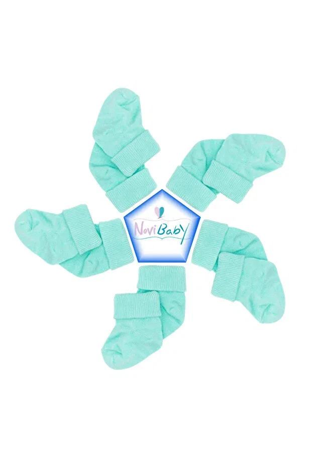 Детские носки для новорожденных хлопковые из бамбука Basics Novibaby, Sea Green — фото 3