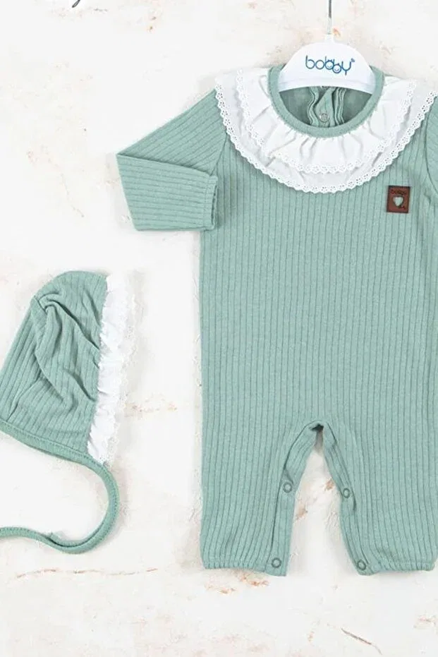 Детский комбинезон для девочек хлопковый с вышивкой Basics Babydonat, Green — фото 2
