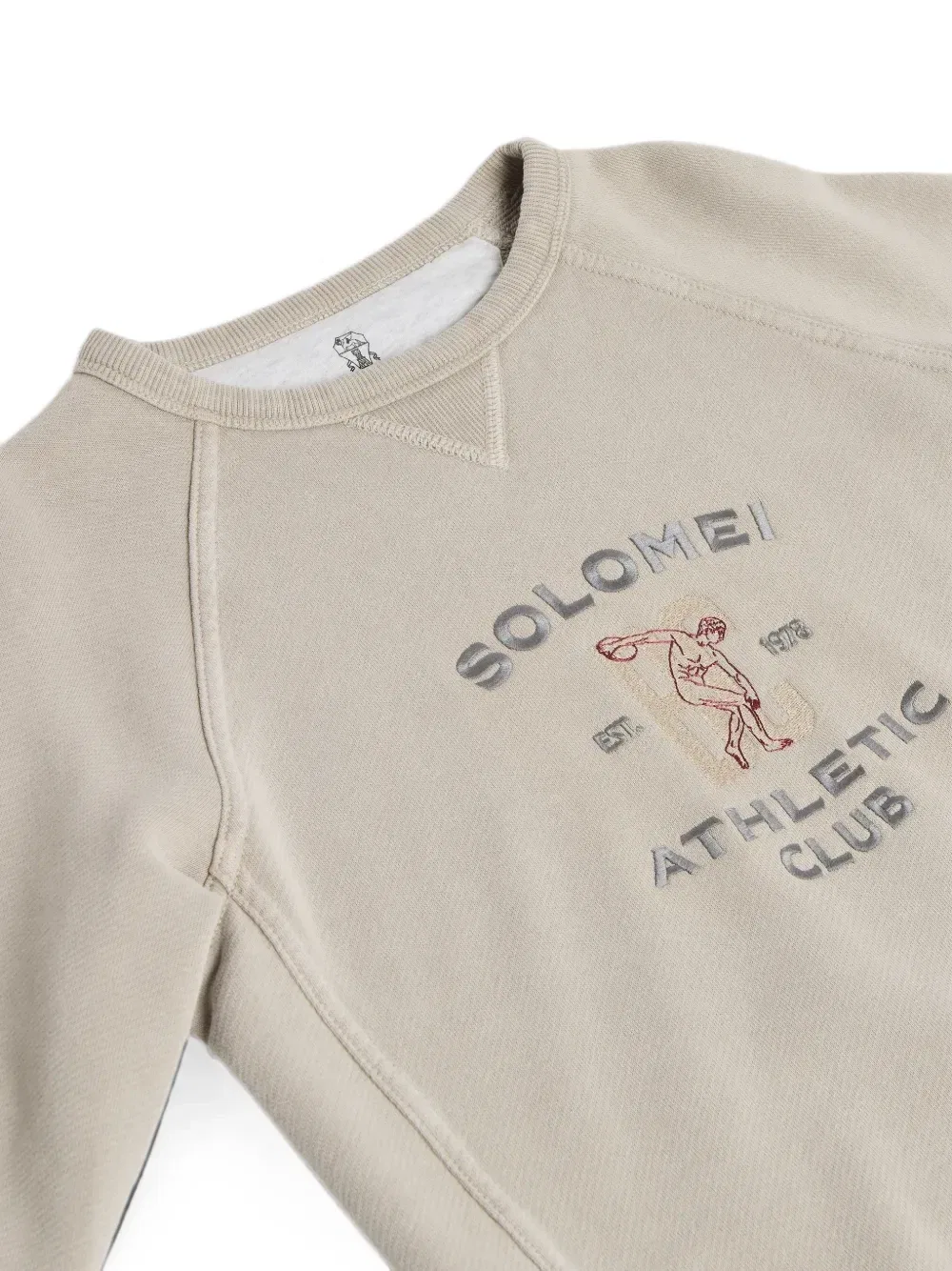 Фактурная толстовка с вышивкой Brunello Cucinelli Kids, бежевый — фото 3