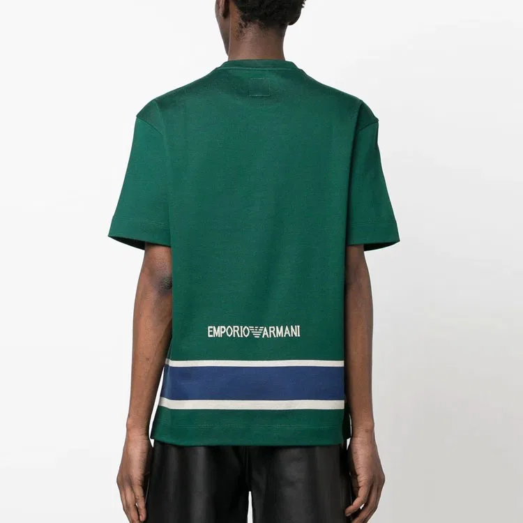 Мужская футболка с полосатым акцентом Green Emporio Armani — фото 4