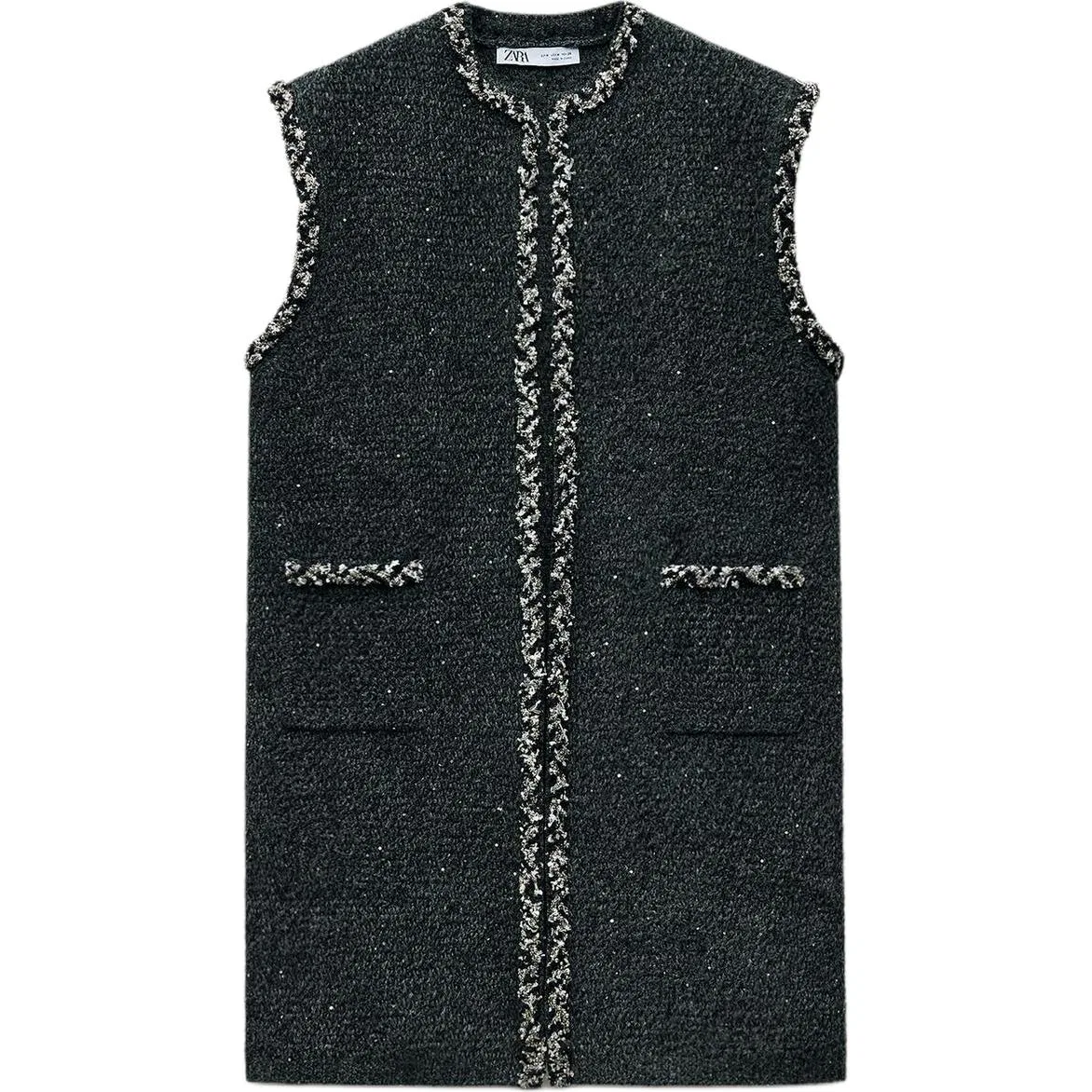 Женский жилет с круглым вырезом Dark Gray ZARA, Dark Gray