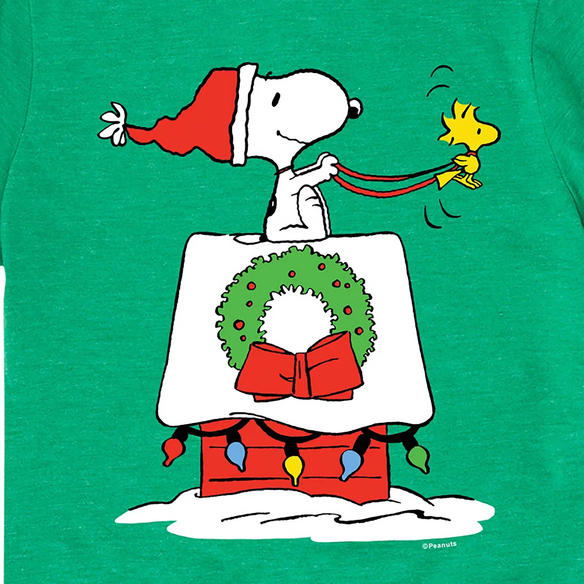 Футболка с коротким рукавом и принтом Snoopy & Woodstock House Sleigh Peanuts, Kelly Green — фото 2