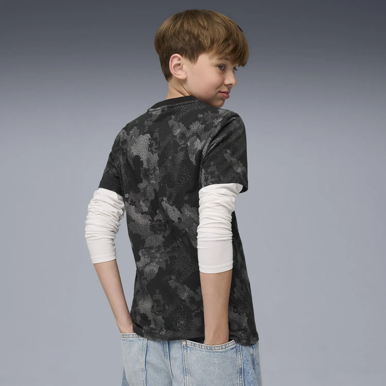 Детская футболка с принтом Essentials Camo T-Shirt Jungen Puma, Schwarz — фото 3