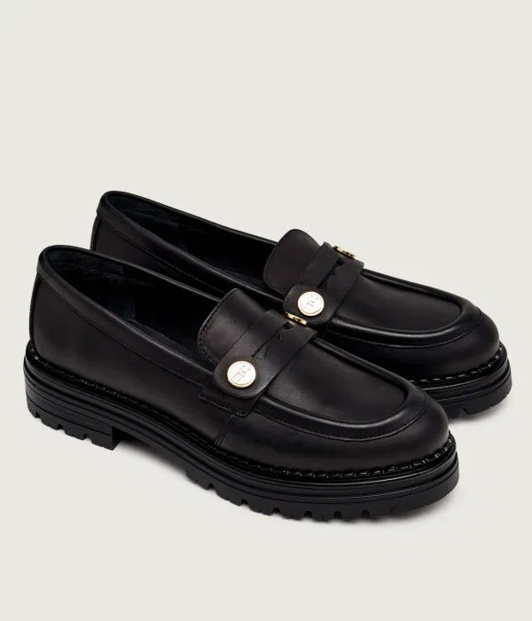 Детские лоферы из кожи модель Loafer di pelle Elisabetta Franchi, черный — фото 3