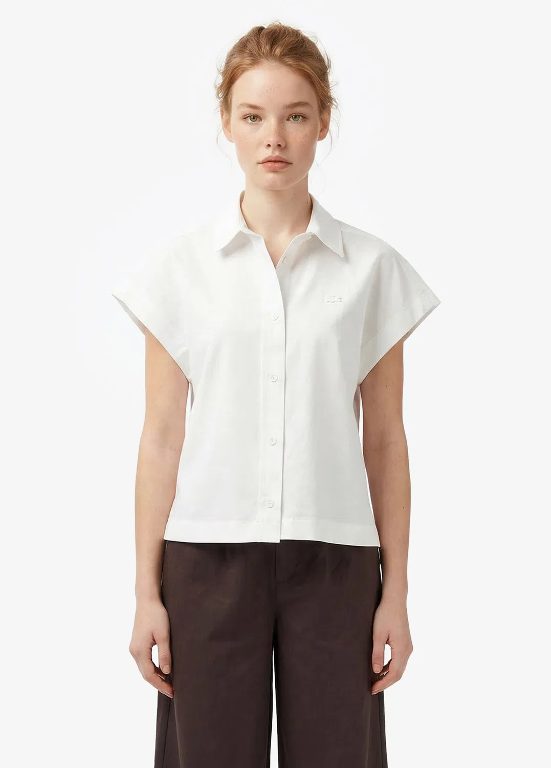 Рубашка Lacoste Классическая, короткий рукав, кремовый