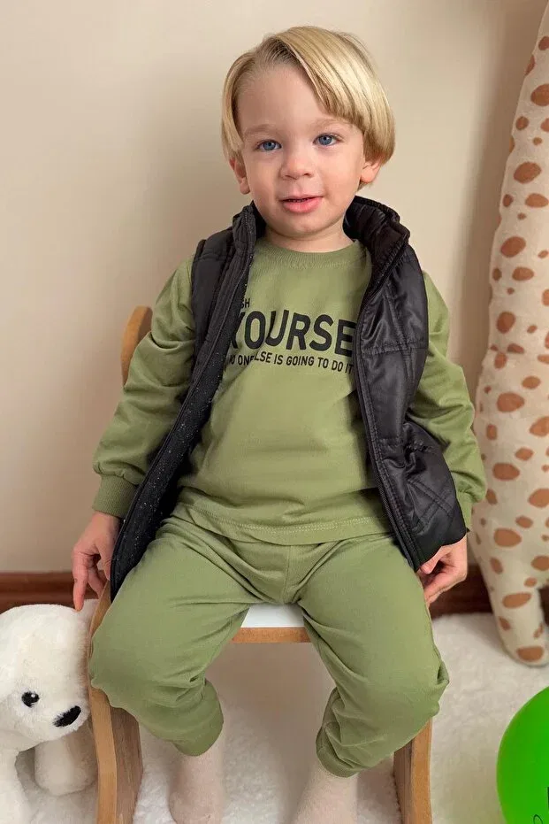 Детский спортивный комплект для мальчиков с принтом Donino Baby, Khaki Green