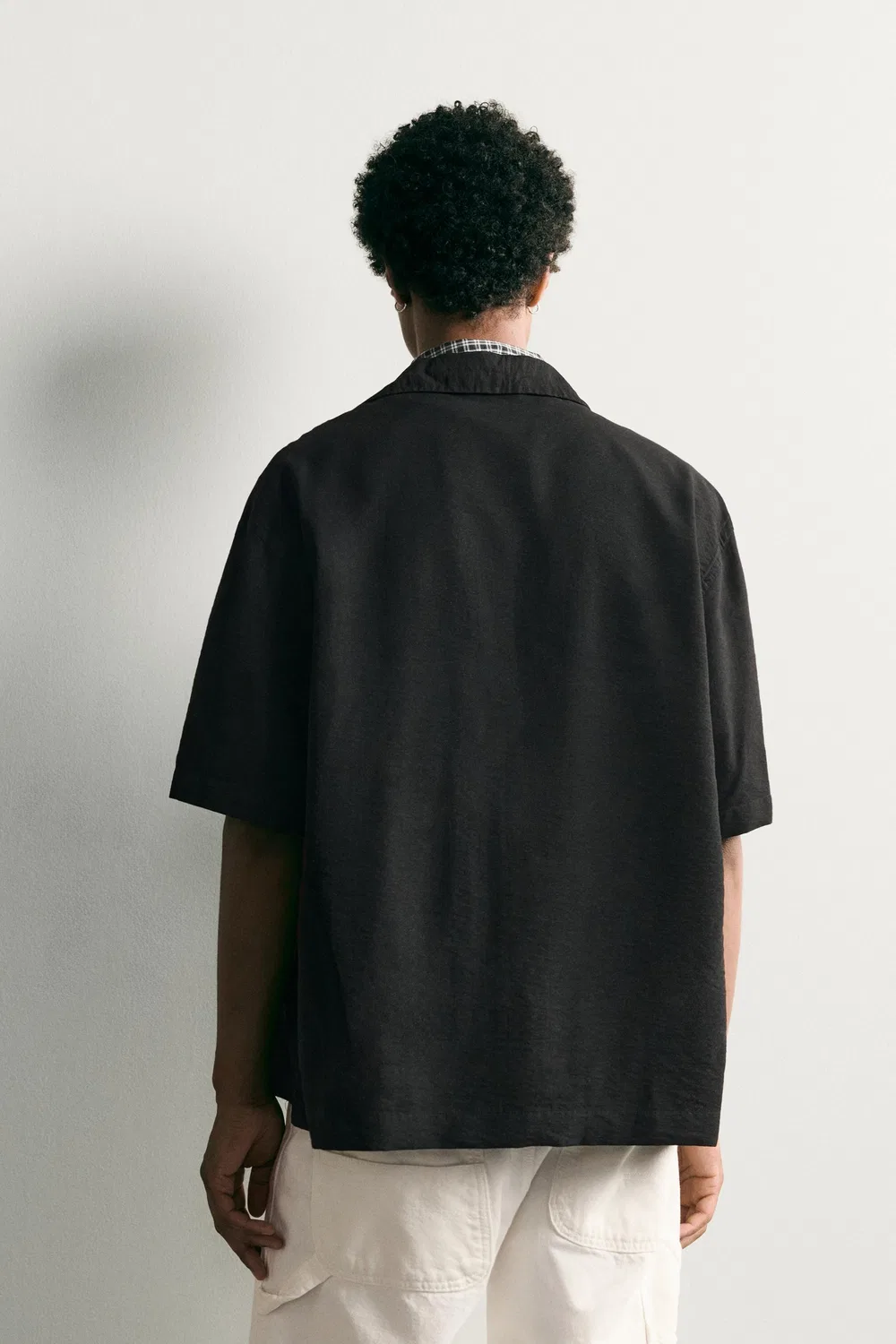 Рубашка свободного кроя стандартного размера ZARA, Black — фото 3