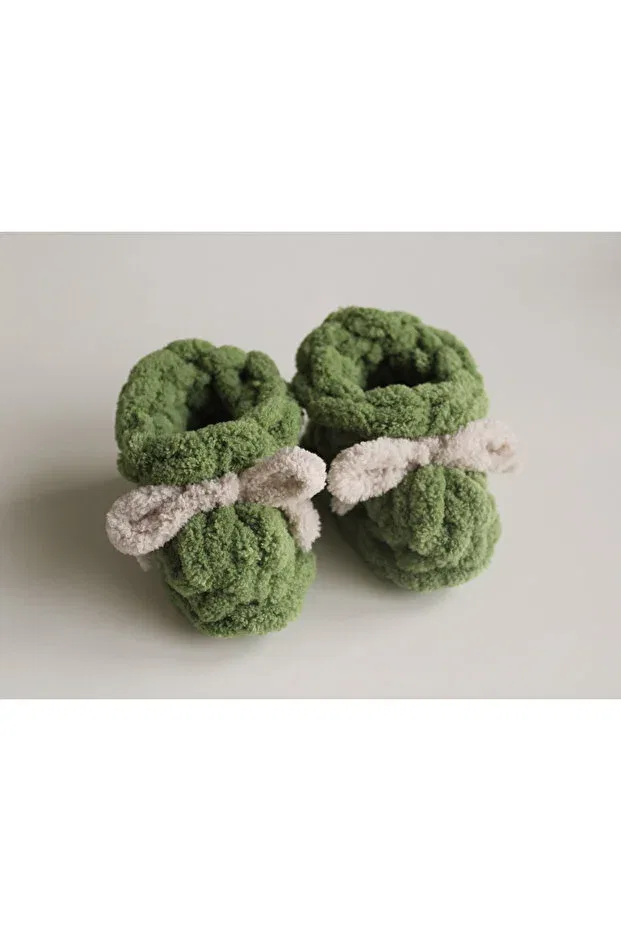 Детские пинетки-тапочки для новорожденных вязаные Narin Collection, Green