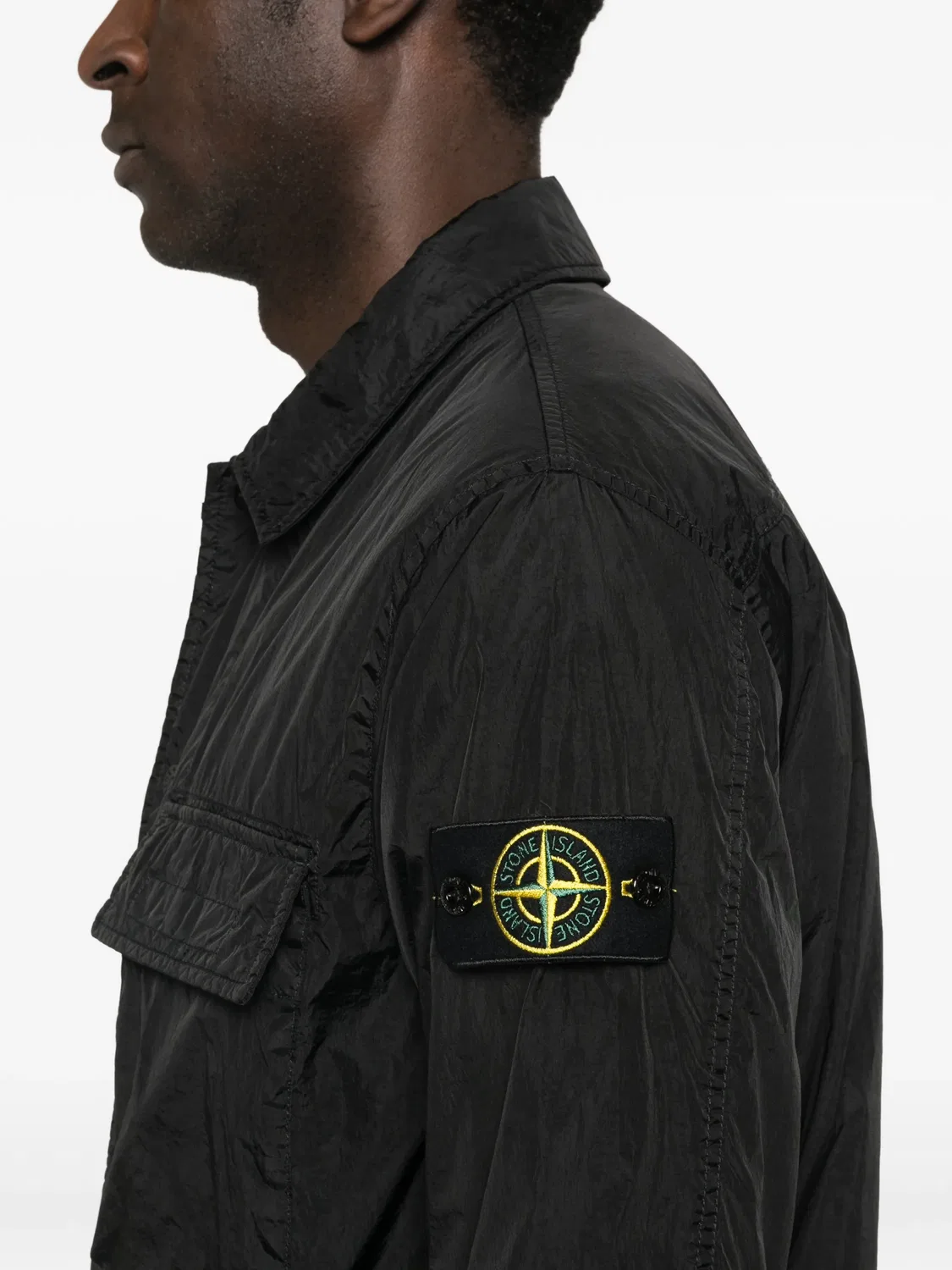 Куртка с карманом на груди и пуговицами Stone Island, черный — фото 3