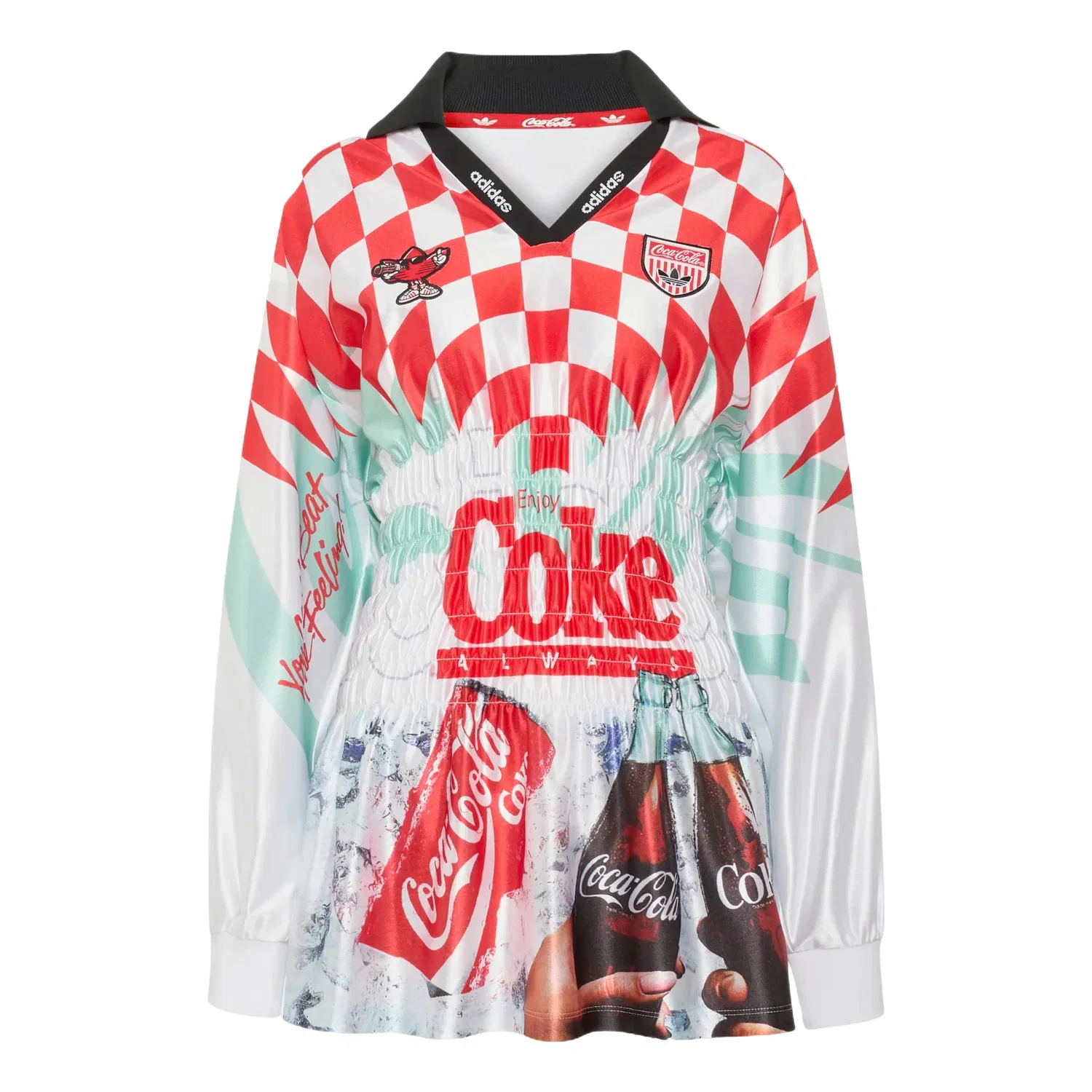 Женская футболка с принтом Adidas x Coca-Cola Mash Up Smocked Jersey, белый