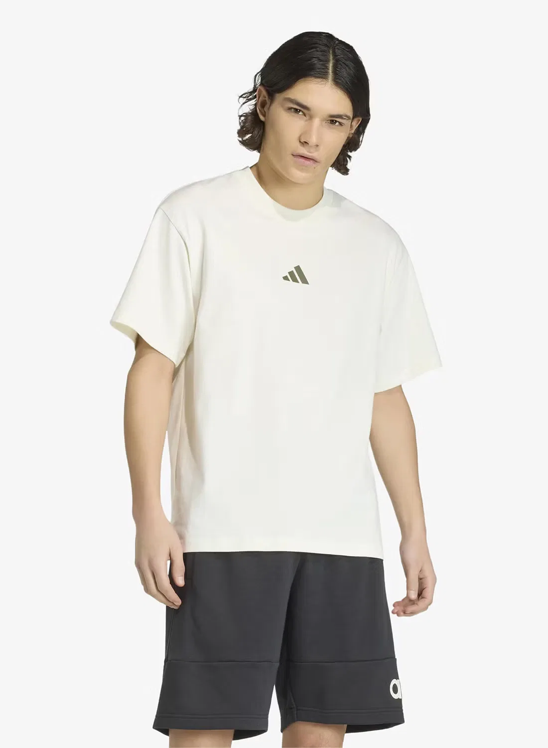 Футболка оверсайз с принтом Adidas, белый