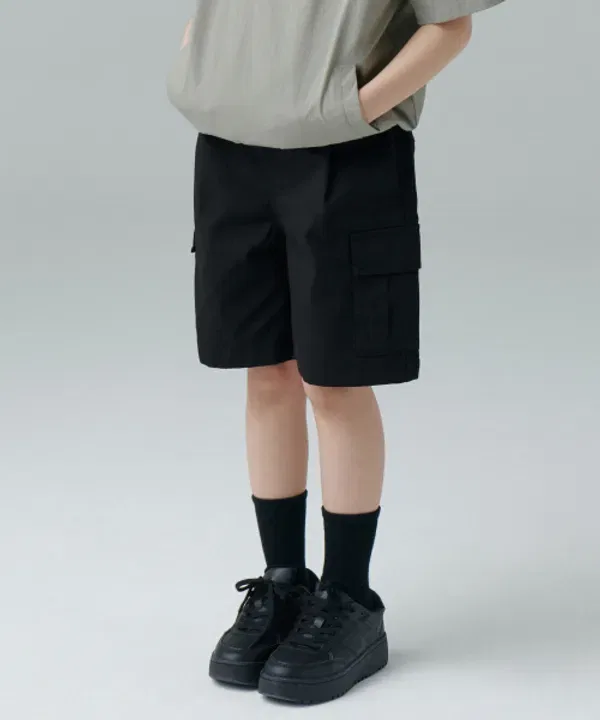 Шорты карго из рипстопа на резинке, Musinsa Standard Kids, черный