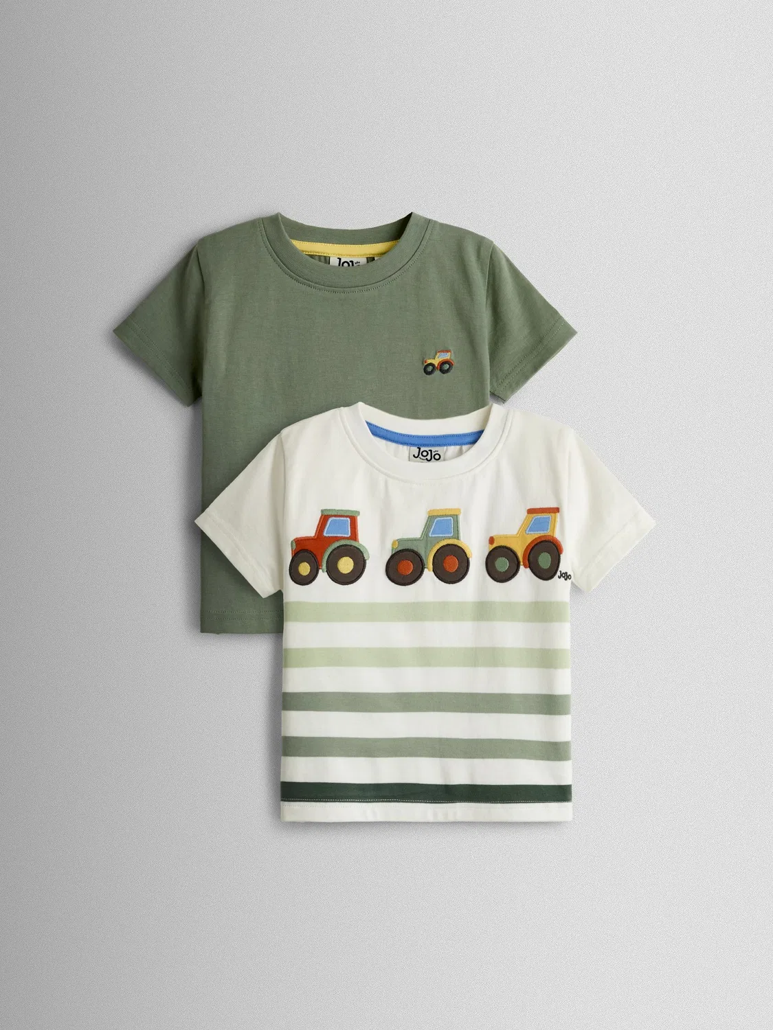 Футболка 2-Pack Tractor JoJo Maman Bébé, натуральный и хаки-зеленый трактор