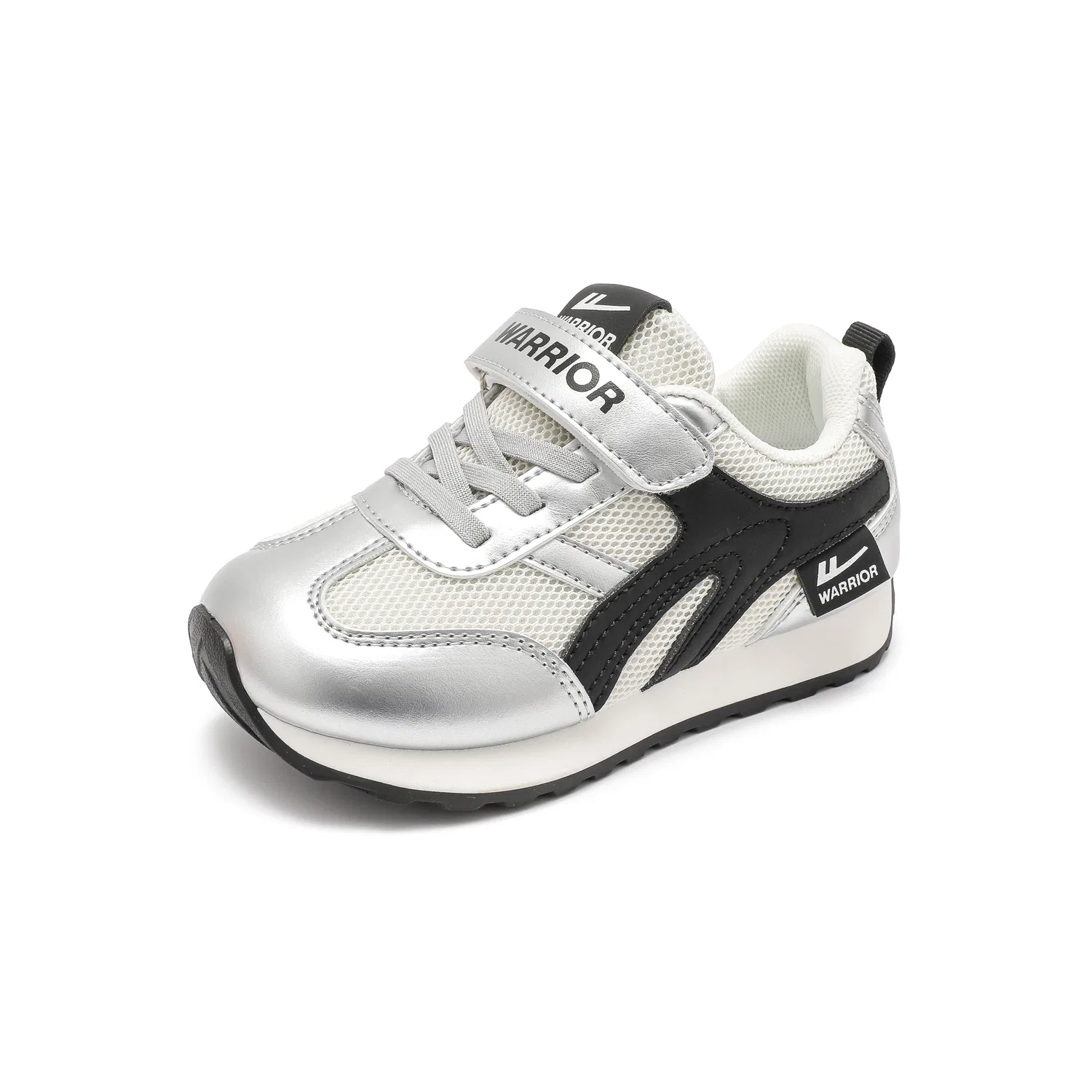 Детские кроссовки для девочек из синтетической кожи German Army Trainers WARRIOR, Silver/Beige/Black
