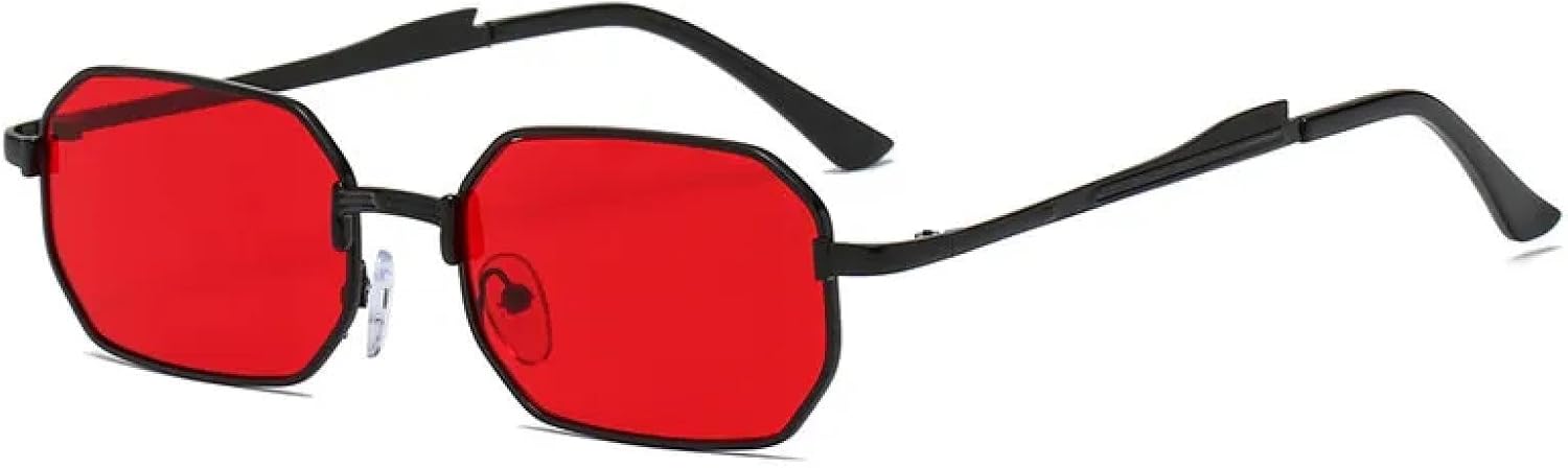 

Роскошные солнцезащитные очки, модные прямоугольные, женские и мужские, металлические, для вождения, классические очки с защитой от УФ-излучения UV400 TKKTLLT, Black Red