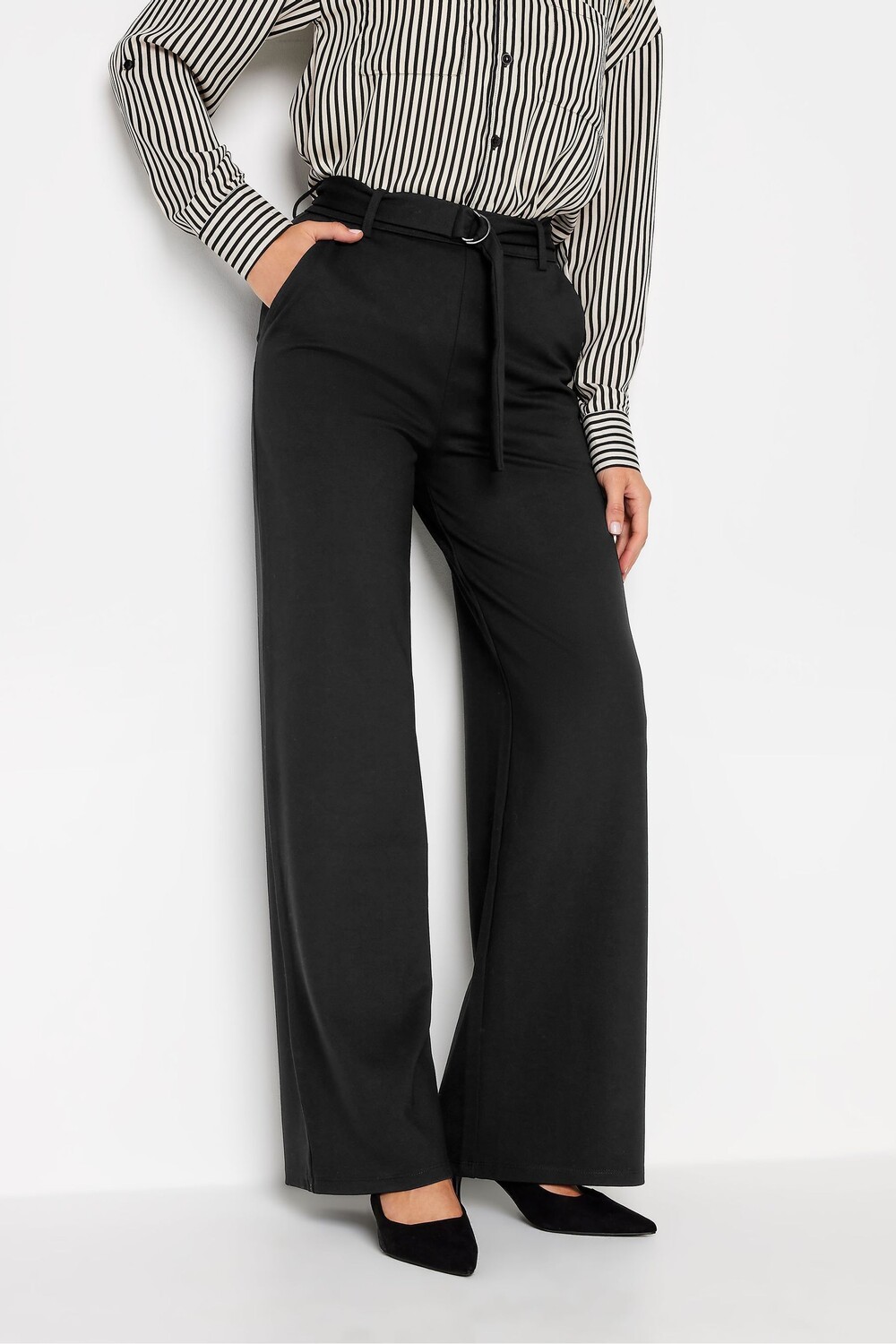 

Брюки из ткани понте с поясом Long Tall Sally, черный