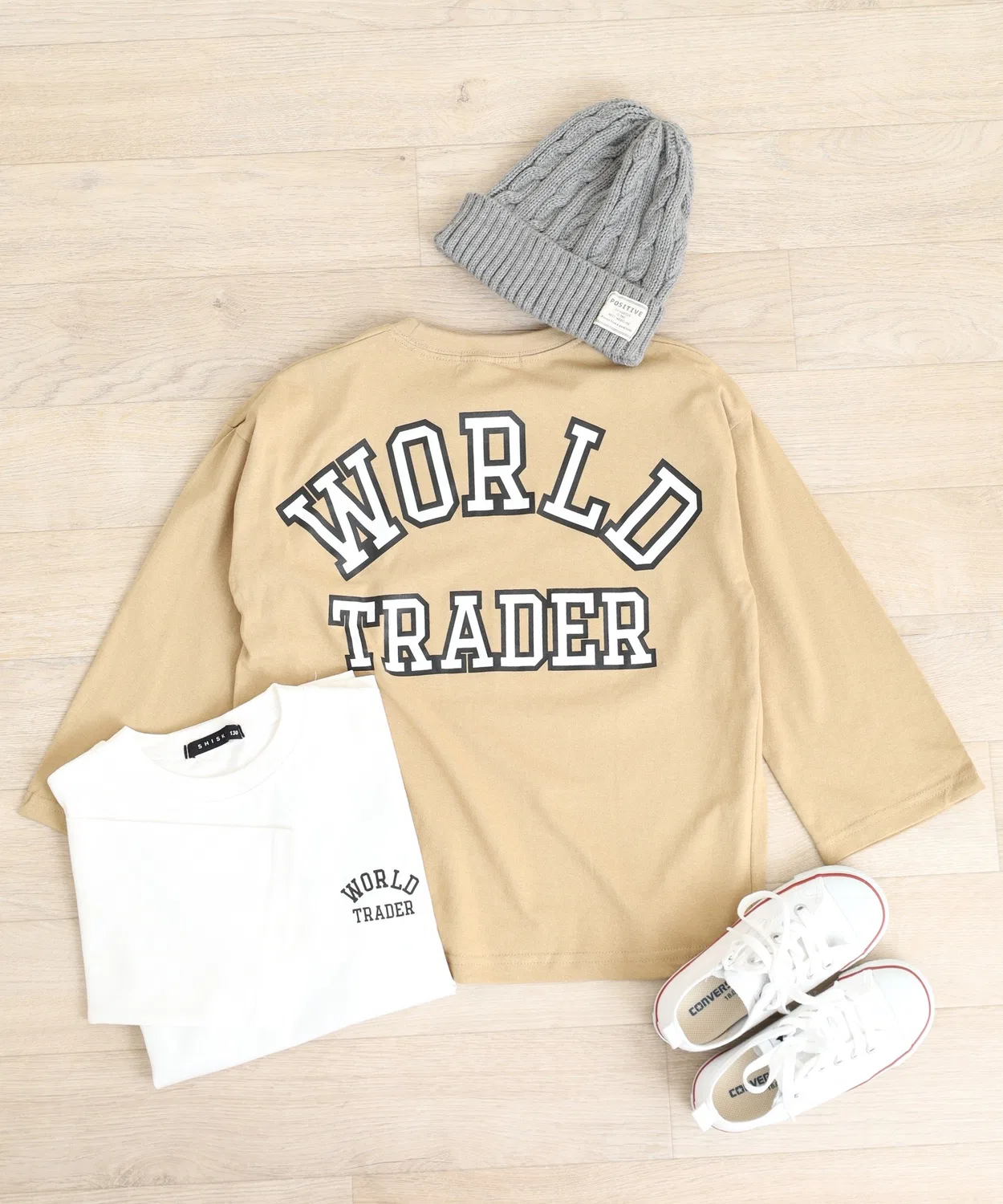 Детский лонгслив с принтом College Logo Oversize FUNALIVE, Beige