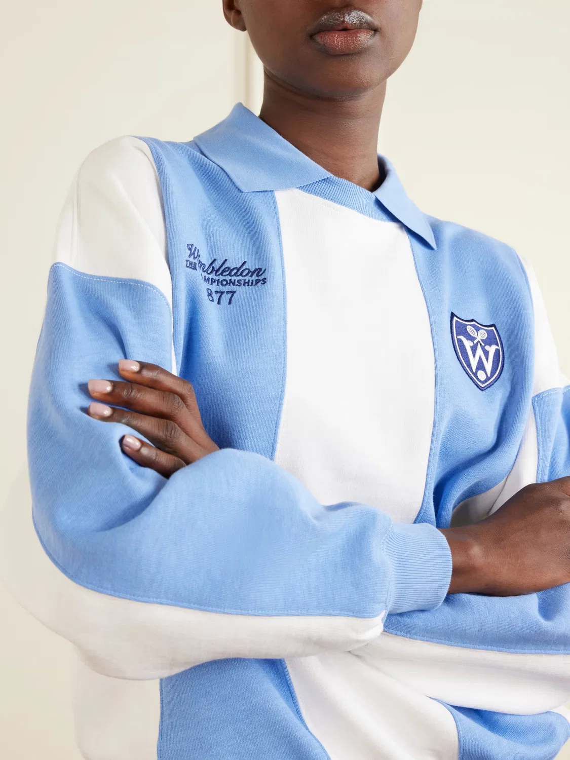 Хлопковый свитер с вышитым логотипом Уимблдона Polo Ralph Lauren, синий — фото 4